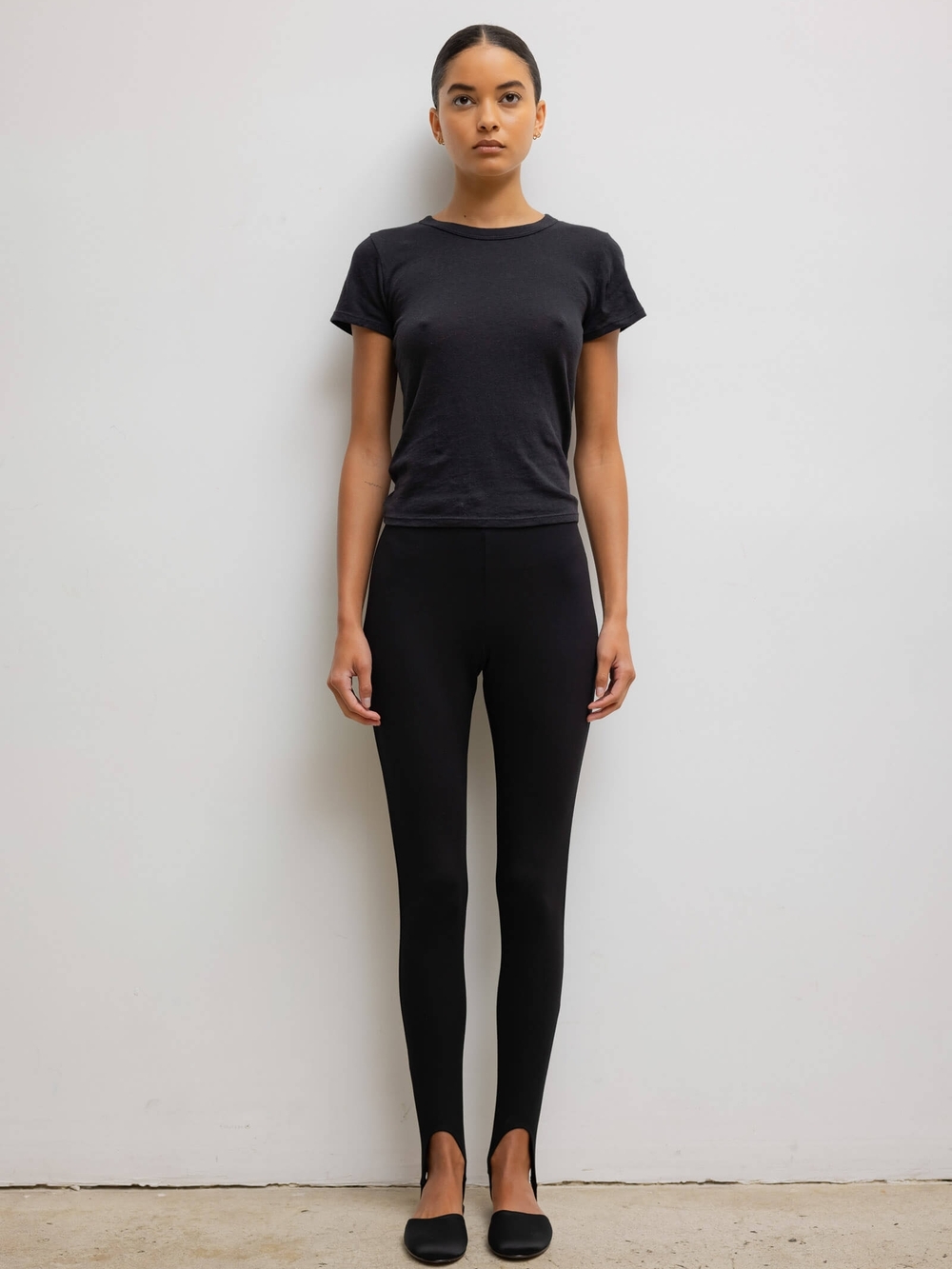 KHAITE Black High-Rise Stirrup Leggings - Picture 2 of 6